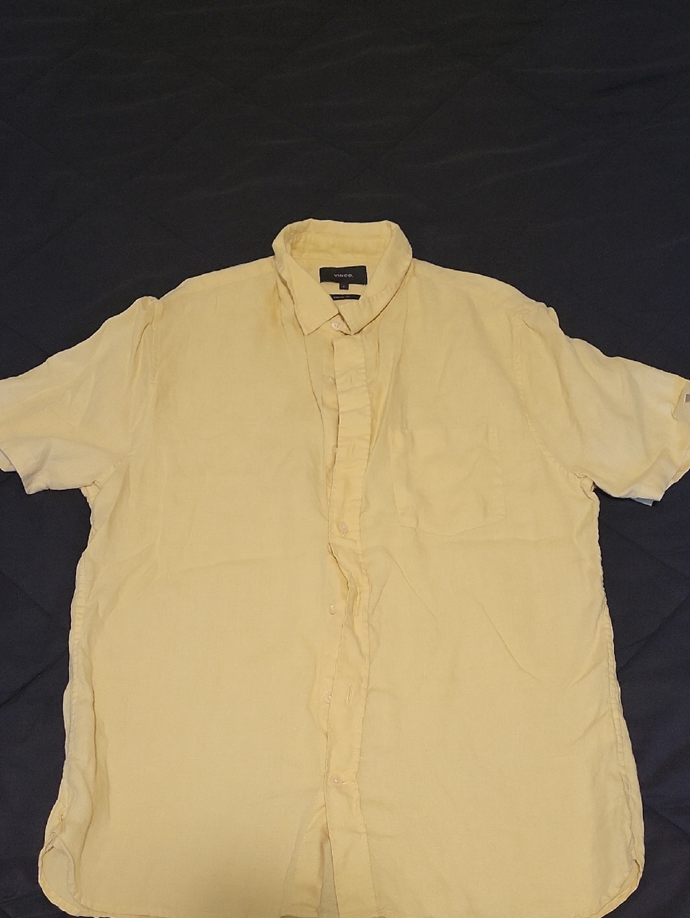Vince Pale Yellow Short-Sleeve Button-Down Shirt